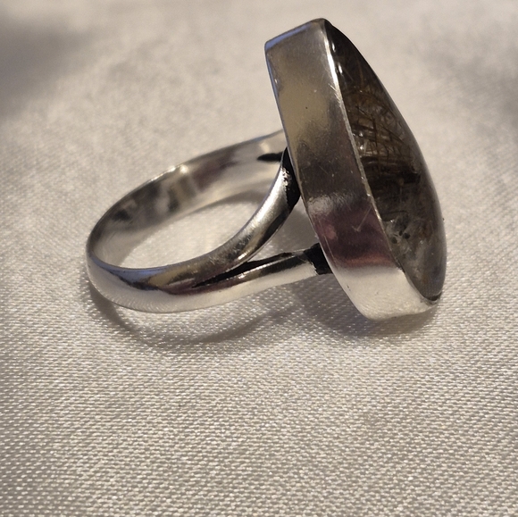 Handmade Gold And Brown Rutile Ring - Picture 4 of 9